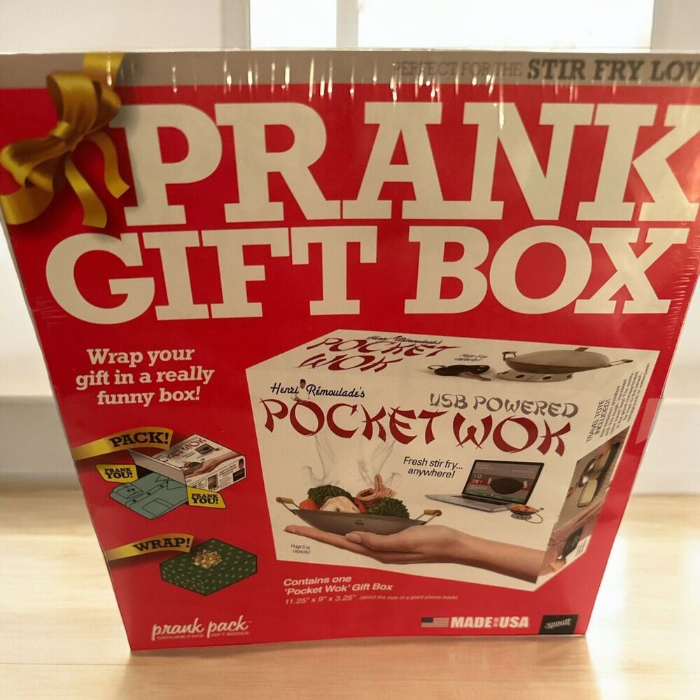NEW Prank Pack POCKET WOK Small Gift Box 8"x6"x2" Genuine Fake Gift Wrap USA